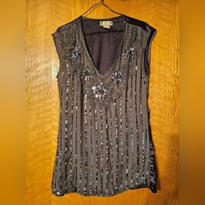 Flying Tomato Sequin Beaded Mini Dress Grey/Black